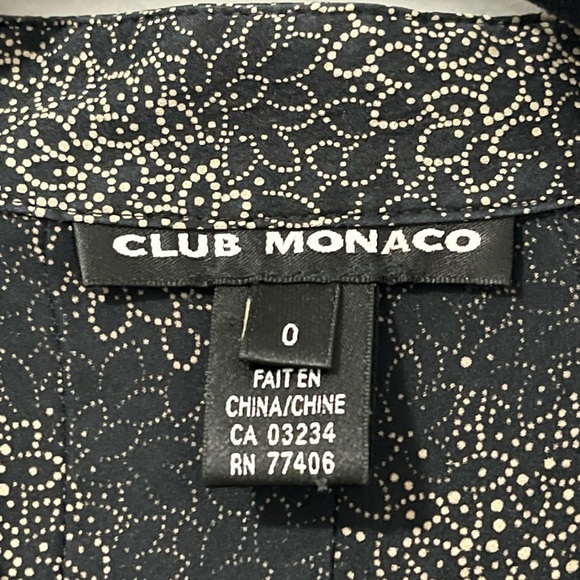 Club Monaco 100% Silk Long-sleeve Black Patterned Pleated Midi Dress Size 0 - Picture 7 of 8